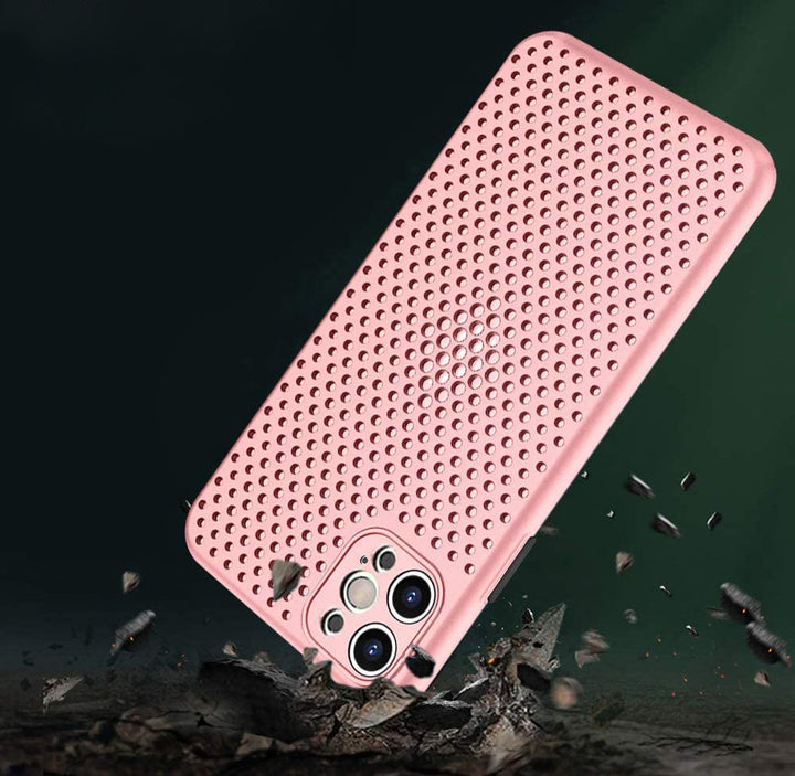 Breathable Mesh Heat Dissipation Shockproof Cell Phone Case For IPhone 12 Pro 6.1"- PrimeCables® - Pink Version