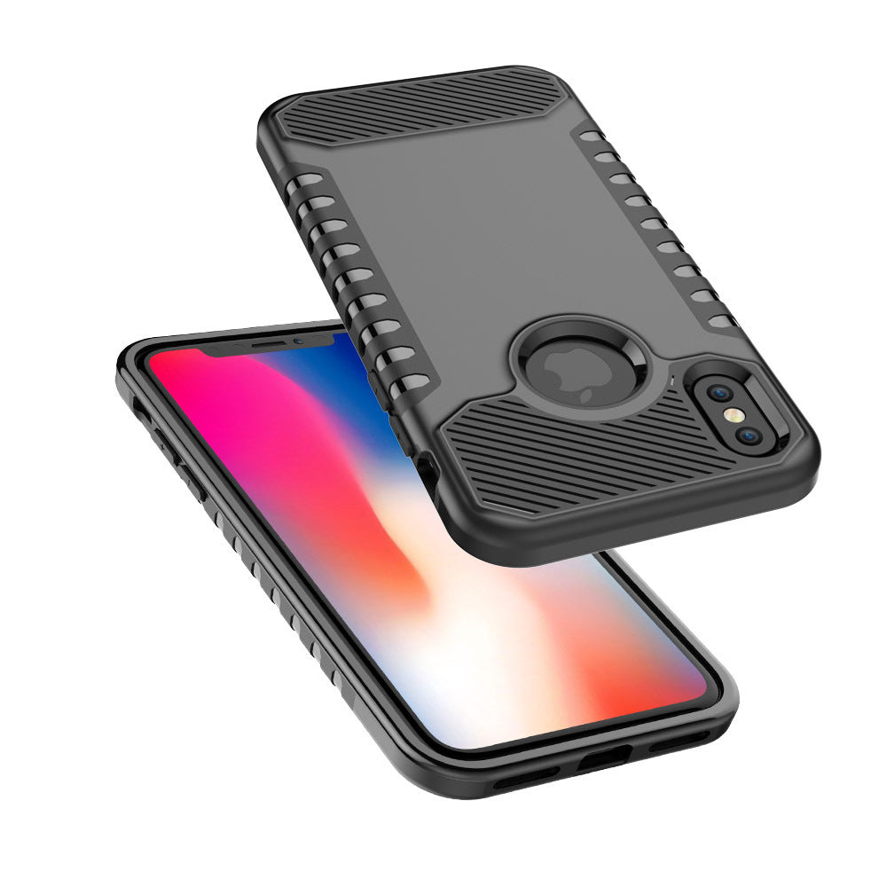 iPhone X Case – Anti-Fall Double Layer Phone Shell - Top and Bottom View - Black Version