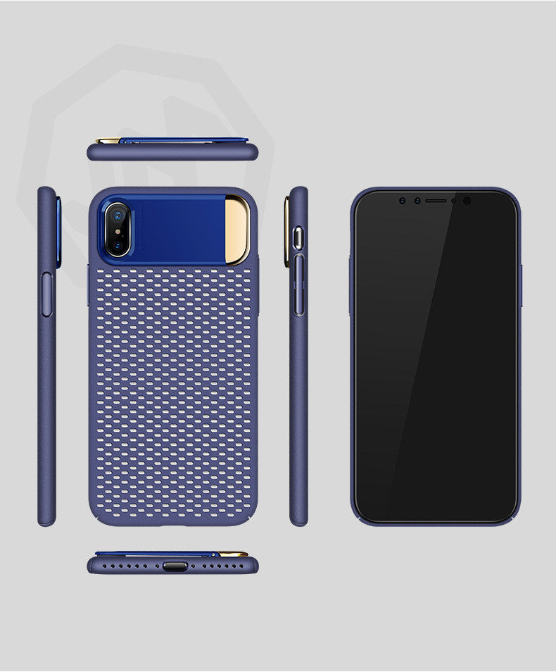iPhone X Case  – Simple Solid Color Back Cover -Blue Version displaying different angles