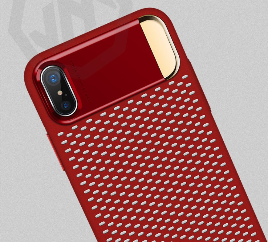 iPhone X Case  – Simple Solid Color Back Cover - Red Version Close up back side