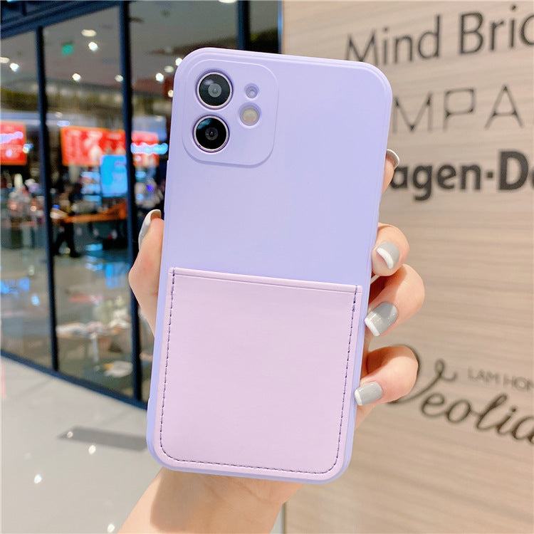 iPhone X Case with Card Holder – Solid Color TPU Back Cover in Purple