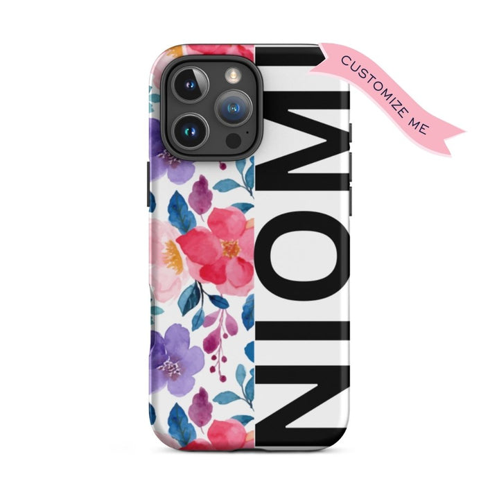 Custom iphone Case Flower left and Name Right - with top right banner customize me