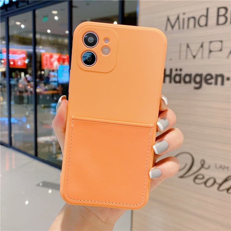 iPhone X Case with Card Holder – Solid Color TPU Back Cover in Orange