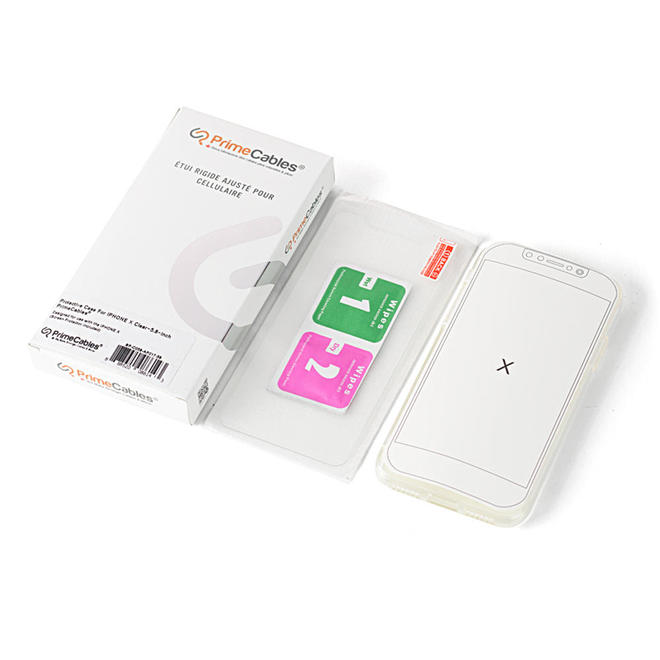 iPhone X Supper Thin Transparent Clear Soft Case with Glass Screen Protector - PrimeCables® - Package 2