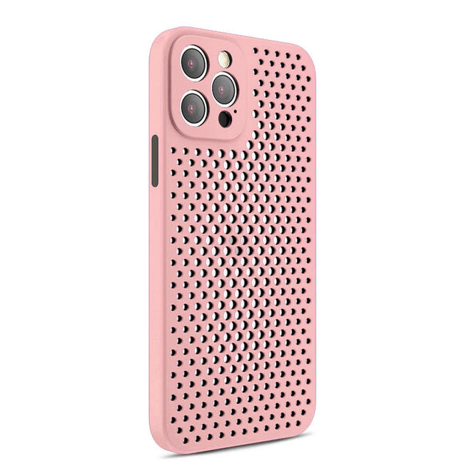 Breathable Mesh Heat Dissipation Shockproof Cell Phone Case For IPhone 12 Pro 6.1"- PrimeCables® - Pink Version