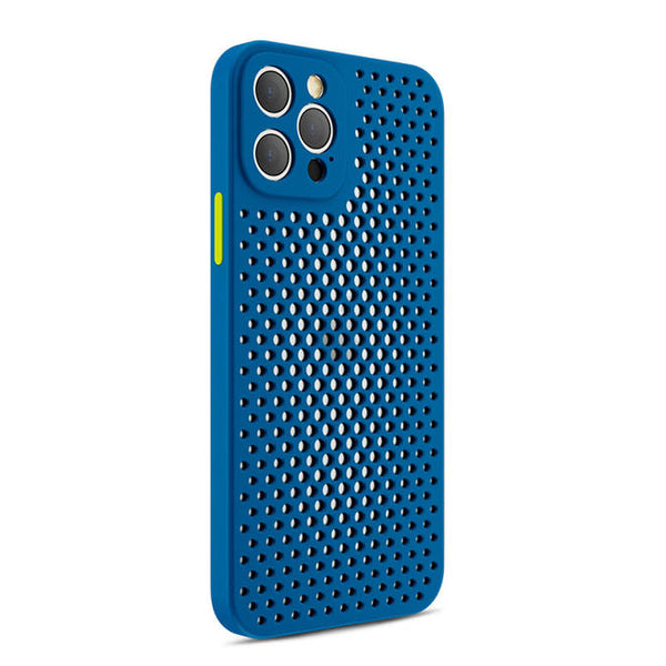 Breathable Mesh Heat Dissipation Shockproof Cell Phone Case For IPhone 12 Pro 6.1"- PrimeCables® - Blue Version