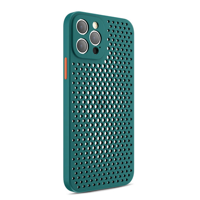 Breathable Mesh Heat Dissipation Shockproof Cell Phone Case For IPhone 12 Pro 6.1"- PrimeCables® - Green Color