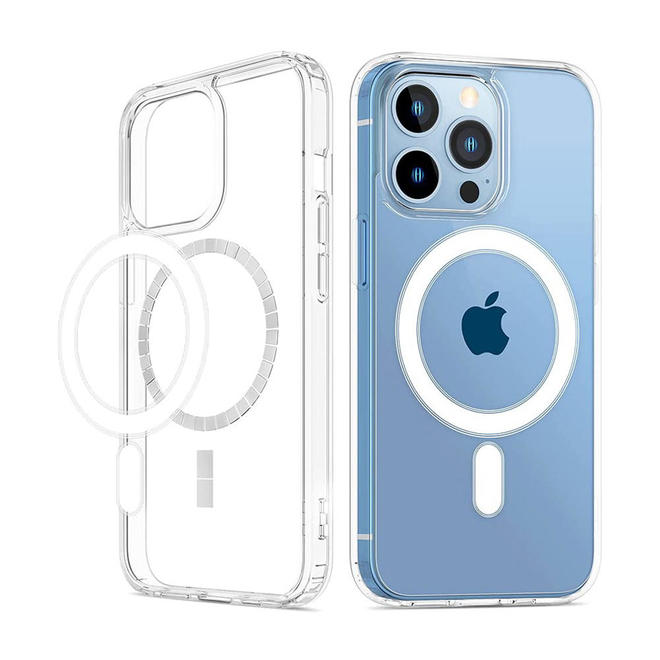 Lucency Transparent Phone Case Compatible With Magsafe Charger For IPhone 13 Pro Max - PrimeCables® - Blue and Clear versions